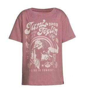Wonder Nation Girls Janis Joplin Graphic T-Shirt in Pink (Mauve) size XL